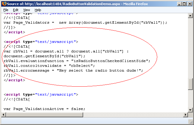 Creating RadioButton Validation Using Custom Validator